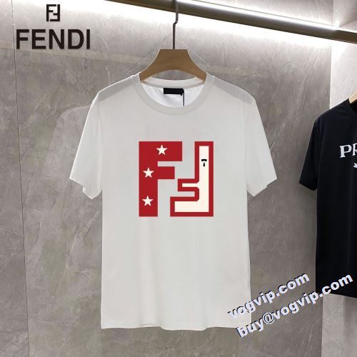 2022 争奪戦必至 コピー フェンディ FENDI 半袖Tシャツ 2色可選 吸水性?通気性 春夏秋冬対応