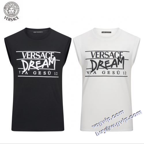 高品質 人気 2022秋冬 VERSACEブランド コピー 通気性がありべたつかず快適です ヴェルサーチ VERSACE 半袖Tシャツ 2色可選