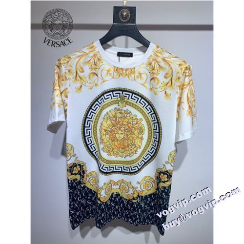 ヴェルサーチ VERSACE コスパ最高のプライス ブランド 偽物 通販 半袖Tシャツ 程良くフィットするレギュラースリムのシルエットに