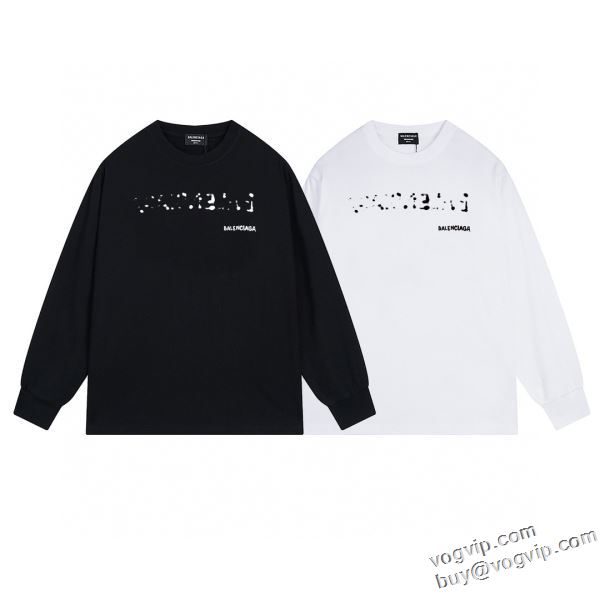 サイズ豊富 バレンシアガ BALENCIAGA ブランドコピー 2024新作登場 長袖Tシャツ 通気性に優れた 2色可選