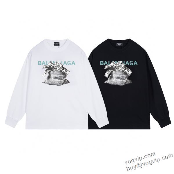 コスパ最高のプライス 長袖Tシャツ 2色可選 ブランドスーパーコピー 激安専門店 バレンシアガ BALENCIAGA 2024お買い得新作 防寒 保温 春 秋 冬 人気 カジュアル