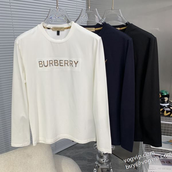 芸能人に愛用者続出 BURBERRYブランドスーパーコピー 長袖Tシャツ 3色可選 収縮性のある 2024最新入荷