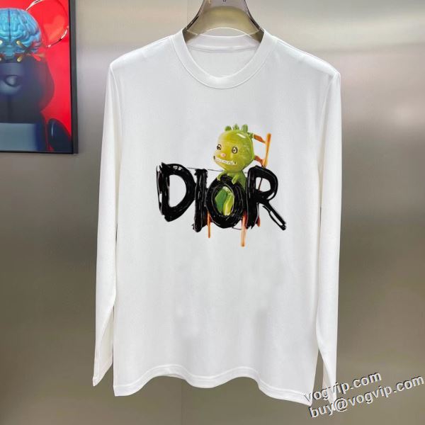 お洒落に魅せる 2024人気セール ディオール DIOR 偽物ブランド 長袖Tシャツ 2色可選 防寒 仕事用 長袖 おしゃれ 秋冬