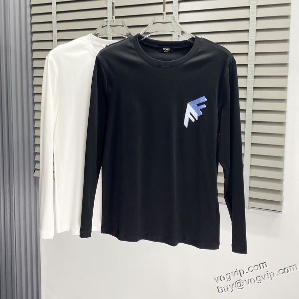 2年以上連続１位獲得 フェンディ FENDI コピー ブランド 長袖Tシャツ 2色可選 肌触りの良い柔らかな質感 2024超激得低価