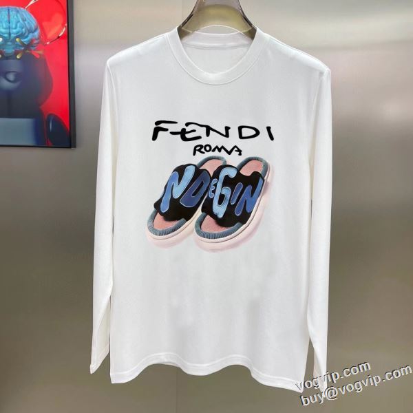 フェンディ おしゃれに絶大な人気の FENDI ブランドコピー 2024品質保証新品 長袖Tシャツ 2色可選 カジュアル 冬服 通勤