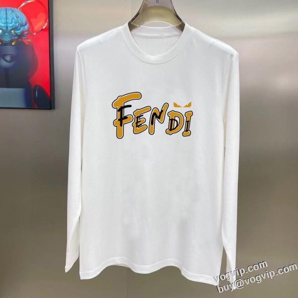 ブランド服 コピー 完成度の高い逸品 フェンディ FENDI カジュアル 春 秋 長袖 防風 長袖Tシャツ 2色可選 2024品質保証新品