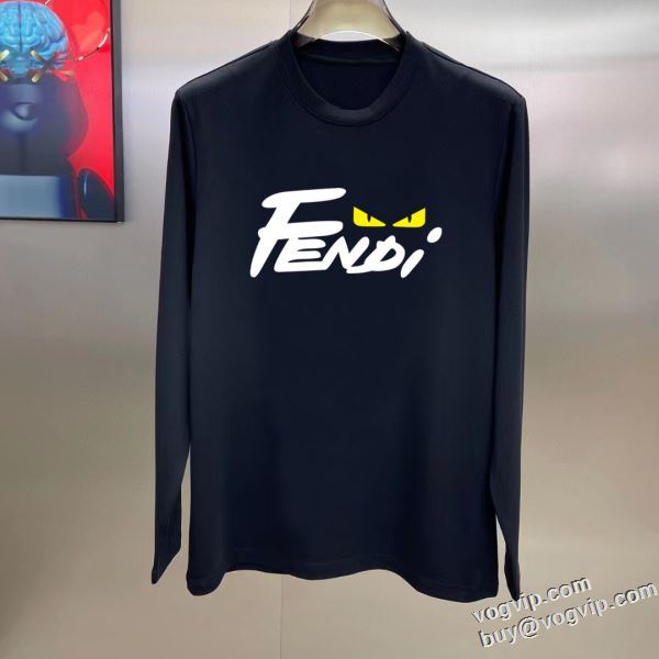 2024秋のお出かけに最適 スーパーコピー 優良サイト フェンディ FENDI 優しいフィット感 長袖Tシャツ 2色可選