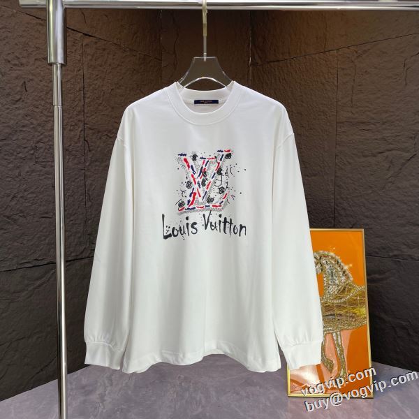 2024新作品 大絶賛の履き心地! ルイ ヴィトン LOUIS VUITTON ブランド 偽物 通販 長袖Tシャツ 2色可選 涼しい カジュアル 春 夏 薄手