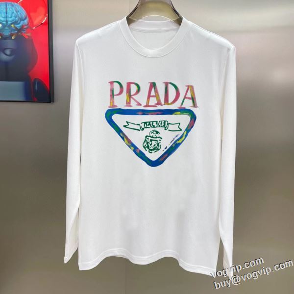 洗練を十分に演出する 2024お買い得大人気 プラダ PRADA コピーブランド 長袖Tシャツ 艶やかなコート 2色可選