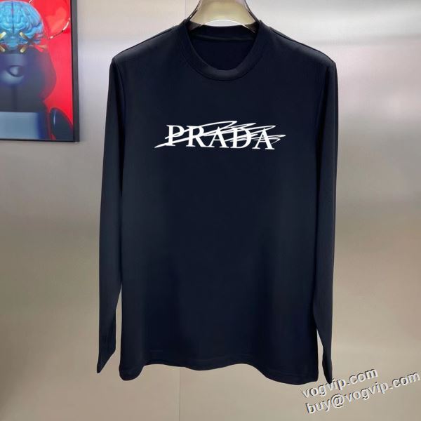 人目を惹くデザイン プラダ PRADA 2024お買い得新作 ブランドコピー専門店 長袖Tシャツ 2色可選 寒さに打ち勝つ