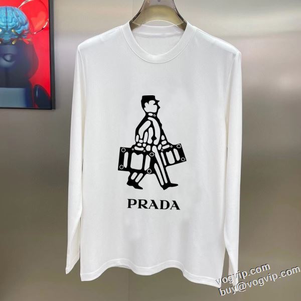 スーパーコピーサイト 2024お買い得新作 長袖Tシャツ 着心地よい 2色可選 プラダ PRADA 優しい色合い