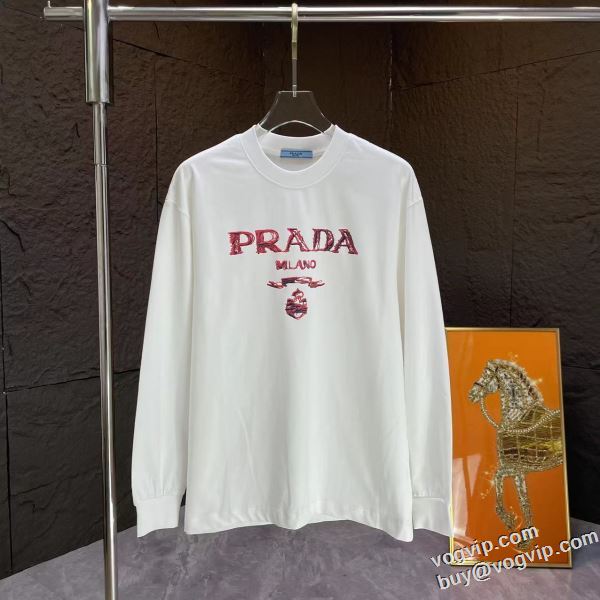 スーパーコピー優良サイト 人気 ランキング プラダ PRADA 快適な着心地 長袖Tシャツ 2色可選 2024超激得新作