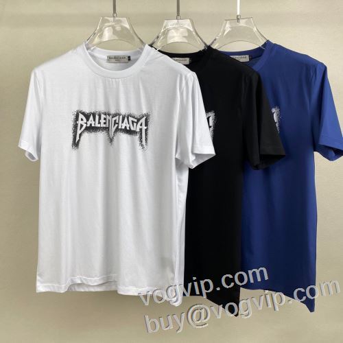 首胸ロゴ 2024春夏新作 自然な肌触り 半袖Tシャツ 3色可選 バレンシアガブランドコピー BALENCIAGA