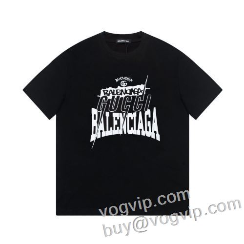 上質 バレンシアガ BALENCIAGA 2024爆買い最新作 半袖Tシャツ 偽物ブランド 2色可選 着痩せ 薄手 おしゃれ カジュアル シンプル 春コーデ