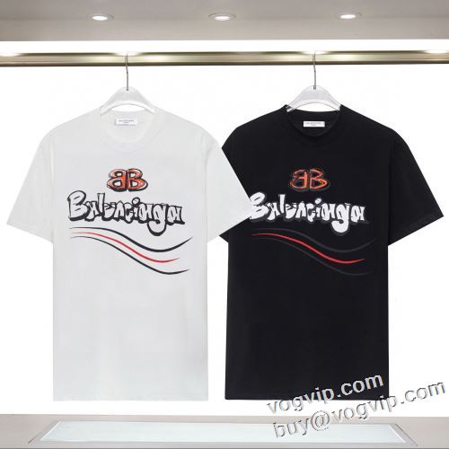 SALE!今季 バレンシアガ BALENCIAGAコピー ブランド 自然な肌触り 半袖Tシャツ 2色可選 2024最新入荷