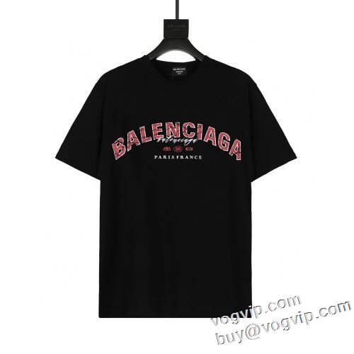 バレンシアガ ブランドコピー専門店 一味違うケーブル編みが魅力満点 BALENCIAGA 半袖Tシャツ 2色可選 汗を吸ってすぐ乾き 2024お買い得高品質