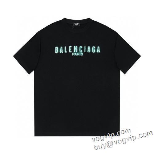 ブランド コピー 販売 首胸ロゴ バレンシアガ BALENCIAGA 半袖Tシャツ 2色可選 カジュアル系ファッションの定番アイテム 2024爆買い大得価