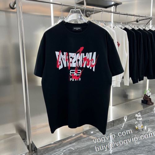 今一番HOTな新品 バレンシアガ BALENCIAGA 2024春夏季新作 Tシャツ メンズ 半袖 シンプル 大きいサイズ スーパーコピー激安市場直営店 半袖Tシャツ 2色可選