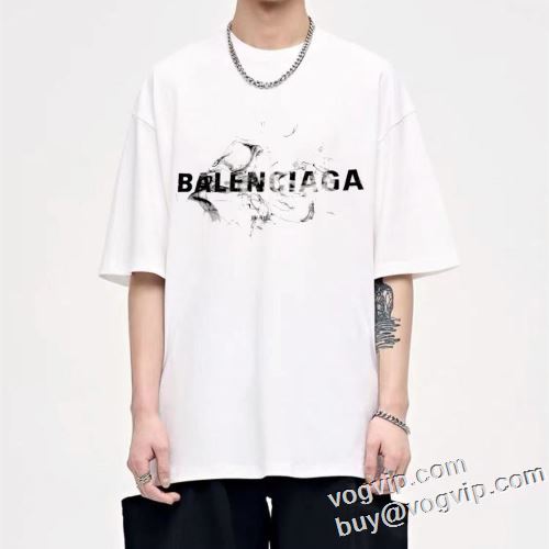 目玉商品 半袖Tシャツ 柔らかい手触り バレンシアガ BALENCIAGA偽物ブランド 2024数量限定得価 3色可選