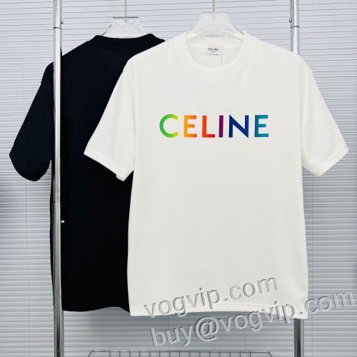 セリーヌブランド コピー 人気雑誌掲載 CELINE 2024春夏季超人気 柔らかい手触り 半袖Tシャツ 2色可選