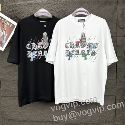 スタイルアップ効果 半袖Tシャツ 通気性に優れた スーパーコピー 2色可選 クロムハーツ CHROME HEARTS 2024新品セール