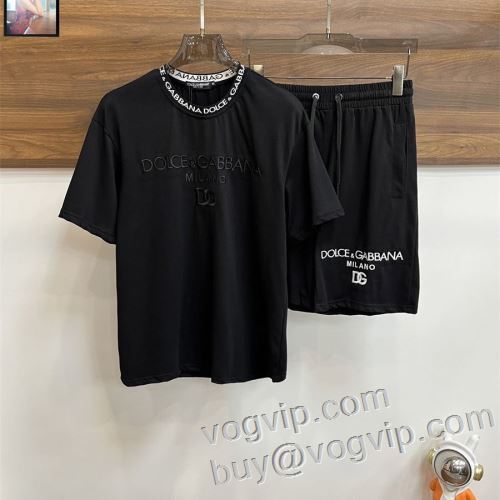 魅力ファッション 半袖Tシャツ 上下セット ドルチェ＆ガッバーナ Dolce&Gabbanaコピー ブランド 2024年モデル入荷 涼しい カジュアル 春 夏 薄手 Tシャツ