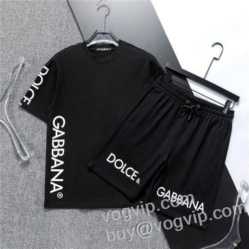 高品質 人気 半袖Tシャツ 上下セット ドルチェ＆ガッバーナ Dolce&Gabbanaコピーブランド 2024新作品 2色可選 新作のプリントTが登場！