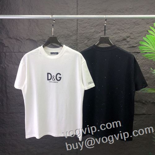 上品上質 2024春夏季超人気 半袖Tシャツ 2色可選 ドルチェ＆ガッバーナコピー ブランド Dolce&Gabbana カジュアル系ファッションの定番アイテム