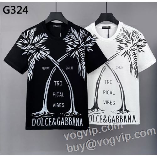 魅惑 スーパーコピー優良サイト ドルチェ＆ガッバーナ Dolce&Gabbana 縦には伸びにくい 半袖Tシャツ 2色可選 2024お買い得高品質