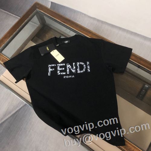 コピー商品 フェンディ FENDI 着回し度抜群 半袖Tシャツ 2色可選 2024春夏新作 大人キレイに仕立てる