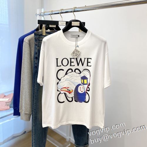 2024秋冬季超人気 ロエベ LOEWE ブランド 偽物 通販 収縮性のある 半袖Tシャツ 3色可選 大人のセンスを感じさせる