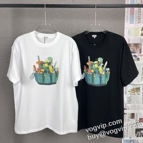 お洒落自在 ロエベ 偽物ブランド 汗を吸ってすぐ乾き 半袖Tシャツ 2色可選 2024最新入荷