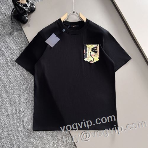 存在感◎ 2024お得安い ルイ ヴィトン LOUIS VUITTON ブランド コピー 販売 半袖Tシャツ ラックスした雰囲気 2色可選