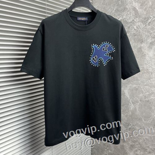 魅力的 ルイ ヴィトンスーパーコピー LOUIS VUITTON 爆買い2024 半袖Tシャツ 2色可選 Tシャツ メンズ 半袖 シンプル 大きいサイズ