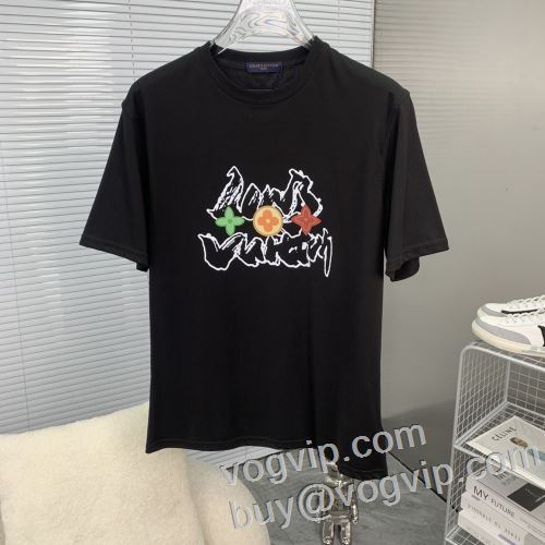 2024春夏季新作 ルイ ヴィトン偽物ブランド LOUIS VUITTON 自然な肌触り 半袖Tシャツ 高品質 人気