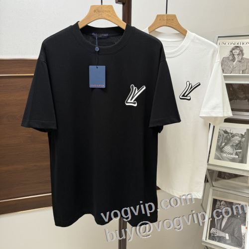 ブランド コピー 販売 2年以上連続１位獲得 半袖Tシャツ 2色可選 ルイ ヴィトン LOUIS VUITTON 2024全国無料格安 一枚でも重ね着してもオシャレに着こなます