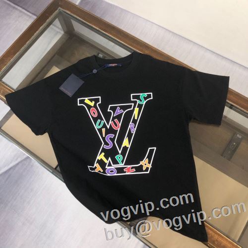 ポップ 2024 自然な肌触り 半袖Tシャツ ルイ ヴィトン偽物ブランド LOUIS VUITTON 2色可選