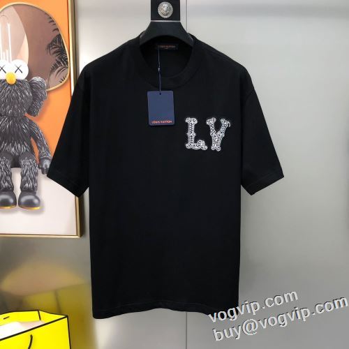 2024春夏季超人気 ルイ ヴィトン LOUIS VUITTONブランドスーパーコピー 暖かみのある肌触り 半袖Tシャツ 4色可選 最旬アイテム