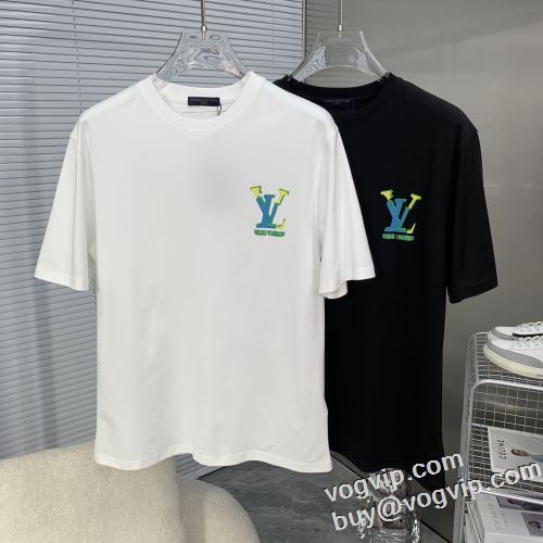 ブランド服 コピー ◆モデル愛用◆ 半袖Tシャツ ルイ ヴィトン LOUIS VUITTON 2024新款 吸汗性に優れ 2色可選