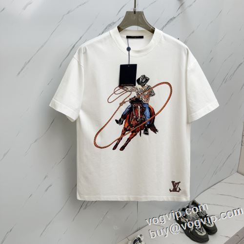 人気ブランド ルイ ヴィトン LOUIS VUITTON ブランド コピー 販売 通気性に優れた 2024 半袖Tシャツ