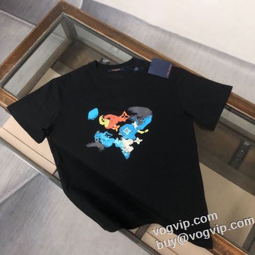 ルイ ヴィトン LOUIS VUITTON 海外セレブ愛用 2024 ラックスした雰囲気 半袖Tシャツ 2色可選 スーパーコピー 優良サイト