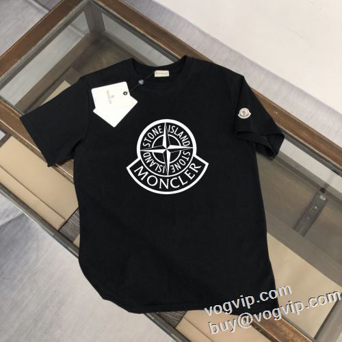 最安値に挑戦 モンクレール MONCLER ブランド コピー 販売 涼しい カジュアル 春 夏 薄手 Tシャツ 半袖Tシャツ 2色可選 2024お買い得限定セール