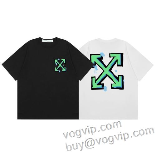 贈り物にも◎ オフホワイト 半袖Tシャツ 2色可選 OFF-WHITE 偽物ブランド 2024最新入荷 収縮性のある