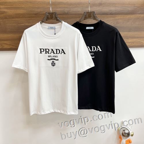 2024春夏新作 プラダブランドスーパーコピー PRADA 快適な着心地 半袖Tシャツ 2色可選 お買得