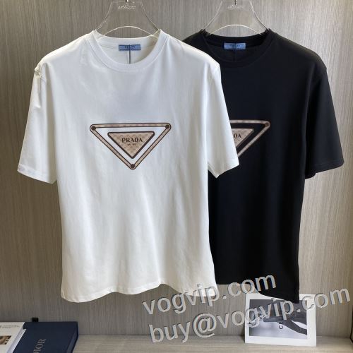 2024新作登場 半袖Tシャツ 夏コーデに大活躍間違いなし!! プラダ PRADA スーパーコピー優良サイト 2色可選 スタイルアップ効果