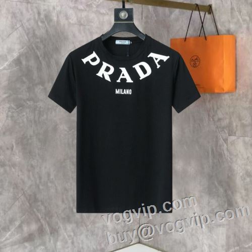 プラダ PRADAブランドコピー Tシャツ メンズ 半袖 シンプル 大きいサイズ 半袖Tシャツ 2色可選 2024お買い得新作 今一番HOTな新品