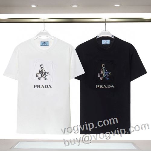 大人気アイテム！入手困難 2024お買い得新作 プラダコピー ブランド PRADA 半袖Tシャツ 2色可選 バリエーションに富む