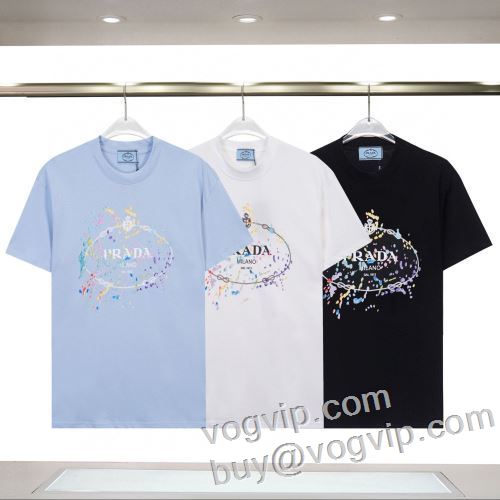 プラダスーパーコピー 激安 芸能人に愛用者続出 半袖Tシャツ 3色可選 PRADA 2024お買い得新作 気軽にカジュアルに使える