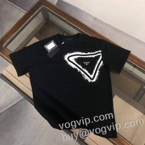 プラダスーパーコピー PRADA 2024超激得100%新品 収縮性のある 半袖Tシャツ 2色可選 一番人気の新作はこれ