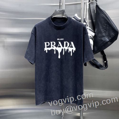 落ち着いた質感 2024超激得新作登場 プラダ PRADA偽物ブランド 半袖Tシャツ 快適な着心地